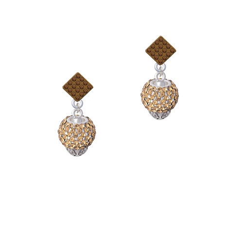 Light Brown Crystal Sparkle Spinner Brown Crystal Diamond-Shape Earrings