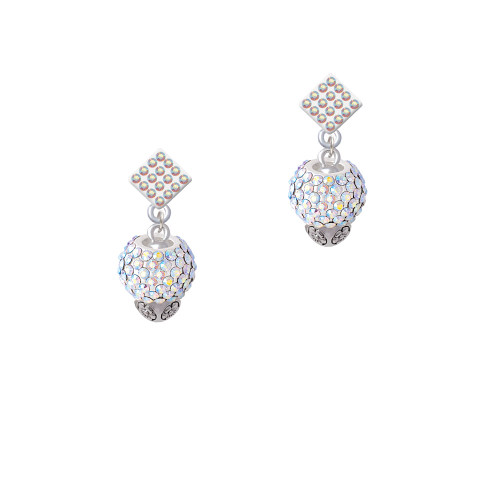Clear AB Crystal Sparkle Spinner White AB Crystal Diamond-Shape Earrings