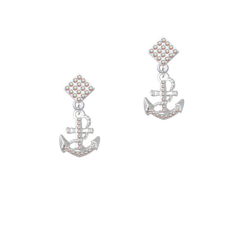 AB Crystal Anchor White AB Crystal Diamond-Shape Earrings