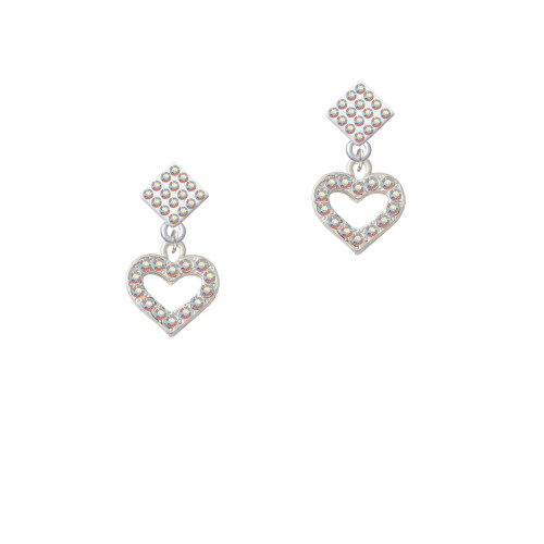 AB Crystal Open Heart White AB Crystal Diamond-Shape Earrings