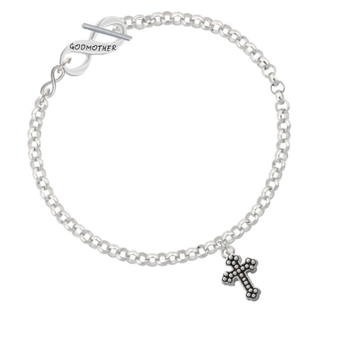 Small Botonee Cross with Beaded Decoration To Infinity Godmother Toggle Bracelet