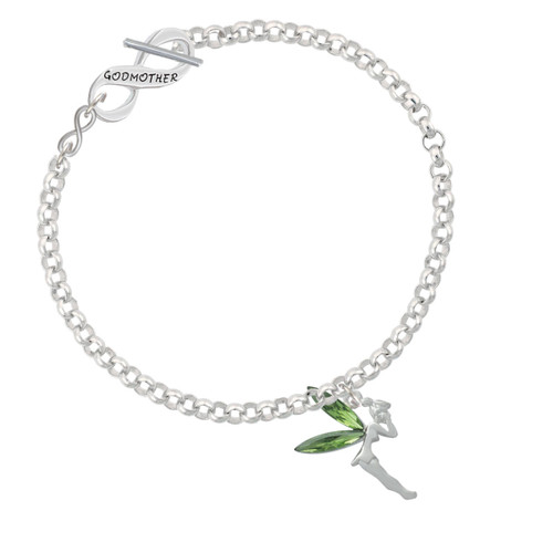 Large Fairy with Lime Green Wings To Infinity Godmother Toggle Bracelet