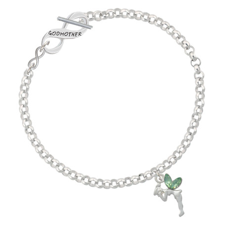 Small Fairy with Lime Green Wings To Infinity Godmother Toggle Bracelet