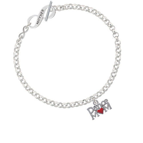 Dance Mom with Red Heart To Infinity Mother Toggle Bracelet