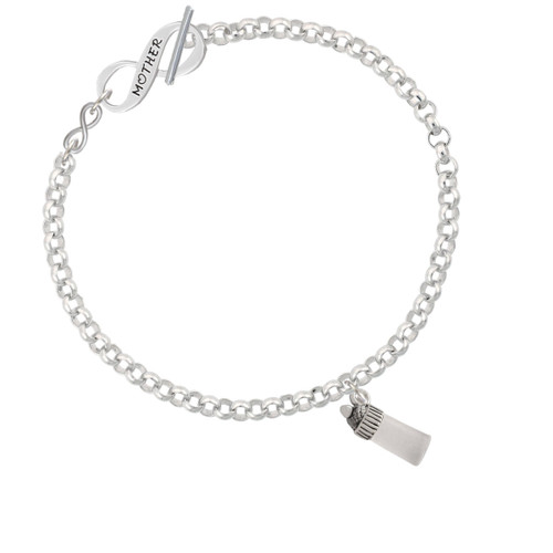 3-D Clear Frosted Baby Bottle To Infinity Mother Toggle Bracelet