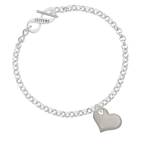 Stainless Steel Heart To Infinity Sisters Toggle Bracelet