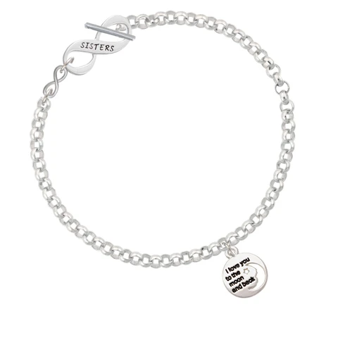 Small I Love You to the Moon To Infinity Sisters Toggle Bracelet