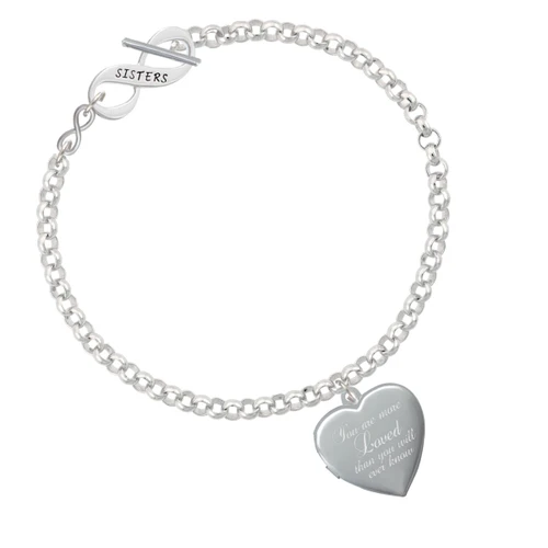 You Are More Loved Engraved Locket To Infinity Sisters Toggle Bracelet