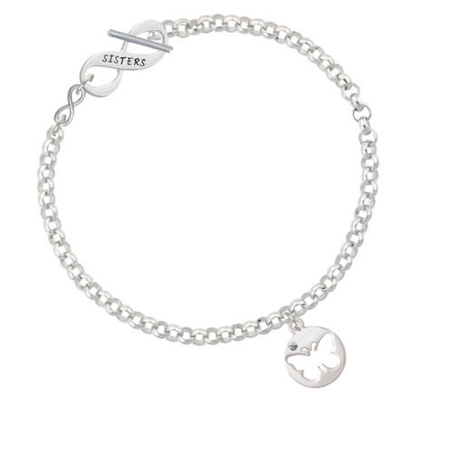 Butterfly Silhouette To Infinity Sisters Toggle Bracelet