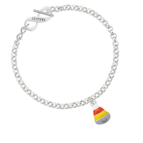 3-D Enamel Candy Corn To Infinity Sisters Toggle Bracelet