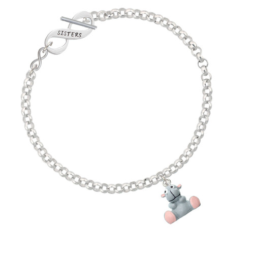 Resin Gray Hippopotamus Honey To Infinity Sisters Toggle Bracelet
