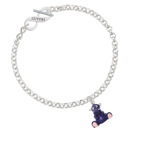 Resin Purple Hippopotamus Honey To Infinity Sisters Toggle Bracelet