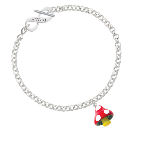 Resin Red Spotted Mushroom To Infinity Sisters Toggle Bracelet