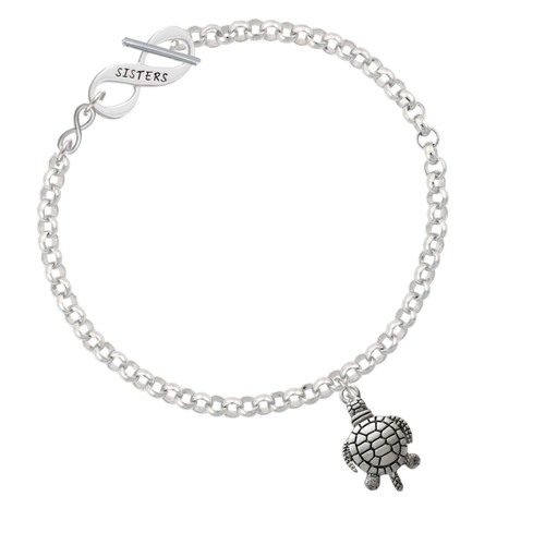 Antiqued Sea Turtle To Infinity Sisters Toggle Bracelet