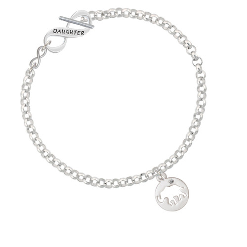 Elephant Silhouette To Infinity Daughter Toggle Bracelet