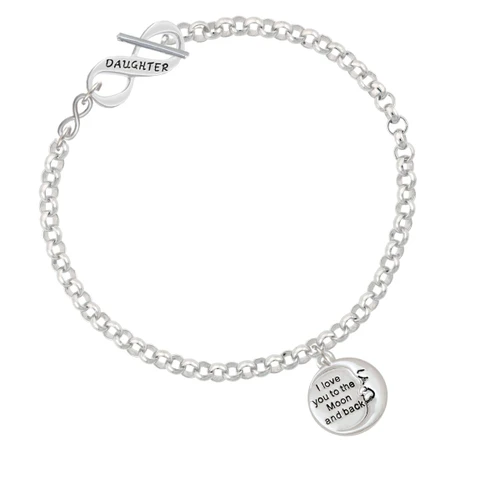 I Love You to the Moon and Back To Infinity Daughter Toggle Bracelet