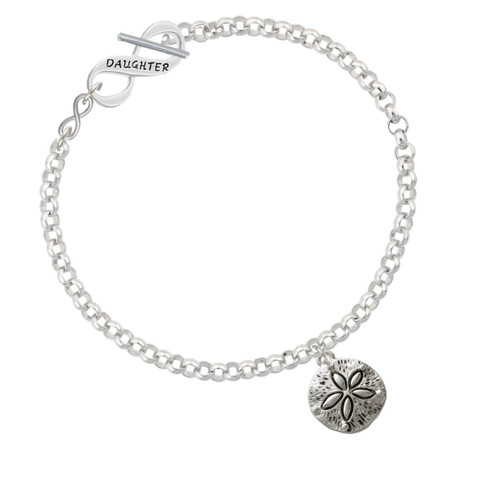 Antiqued Sand Dollar To Infinity Daughter Toggle Bracelet