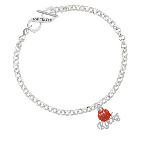 Enamel Basketball ''Rocks'' To Infinity Daughter Toggle Bracelet