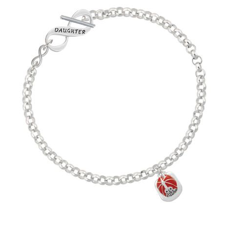 Red Enamel Firefighter Helmet To Infinity Daughter Toggle Bracelet