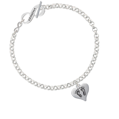 Heart with Baby Feet To Infinity Grandma Toggle Bracelet