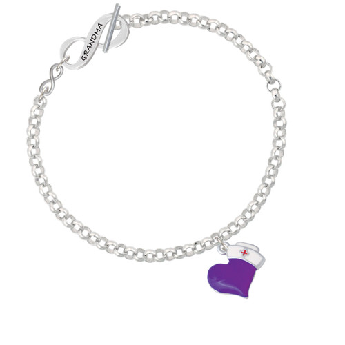 Purple Heart with Nurse Hat To Infinity Grandma Toggle Bracelet