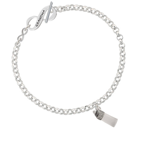 3-D Clear Frosted Baby Bottle To Infinity Grandma Toggle Bracelet