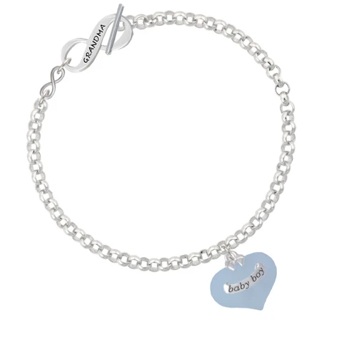 Baby Boy Blue Heart with Baby Feet To Infinity Grandma Toggle Bracelet