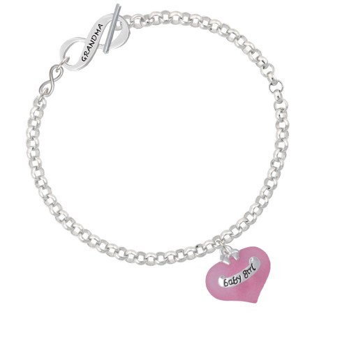 Baby Girl Pink Heart with Baby Feet To Infinity Grandma Toggle Bracelet