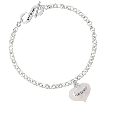 Precious White Heart with Baby Feet To Infinity Grandma Toggle Bracelet