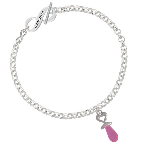 3-D Pink Baby Pacifier To Infinity Grandma Toggle Bracelet