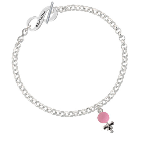 Pink Baby Rattle To Infinity Grandma Toggle Bracelet