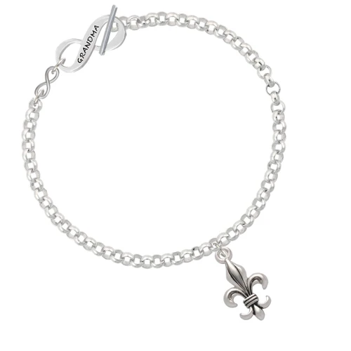 Large Antiqued Fleur di Lis To Infinity Grandma Toggle Bracelet