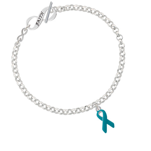 Teal Ribbon To Infinity Faith Toggle Bracelet