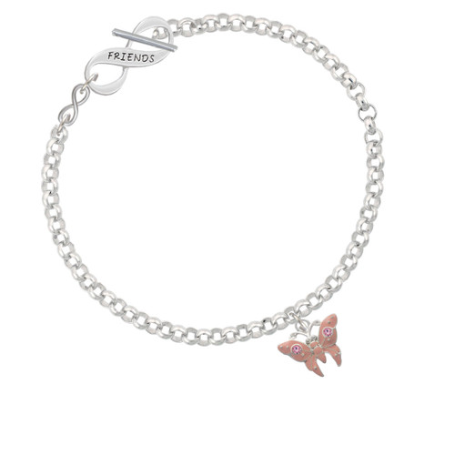 Pink Butterfly with 2 Pink Crystals To Infinity Friends Toggle Bracelet