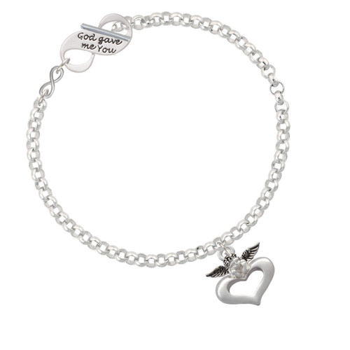 Guardian Angel over Heart To Infinity God Gave Me You Toggle Bracelet