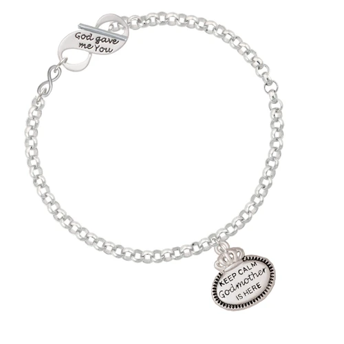 Keep Calm Godmother is Here To Infinity God Gave Me You Toggle Bracelet