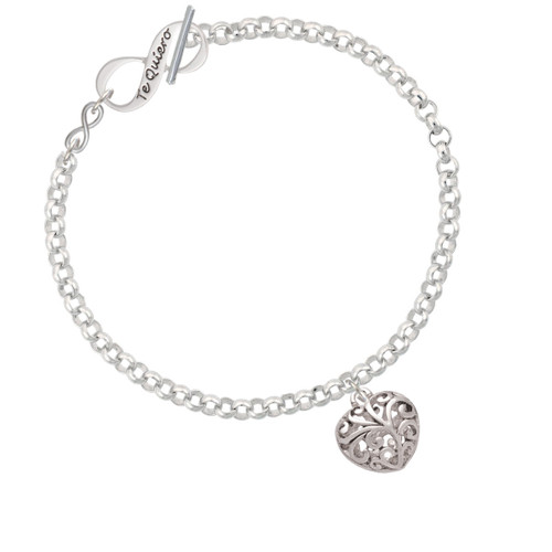 Medium Open Filigree Heart To Infinity Te Quiero Toggle Bracelet