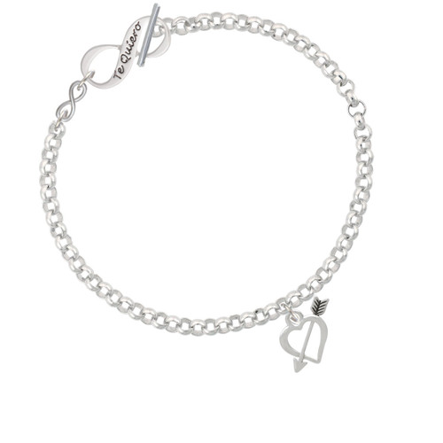 Open Heart with Feathered Arrow To Infinity Te Quiero Toggle Bracelet