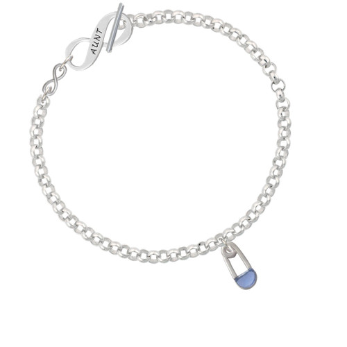 2-Sided Blue Baby Safety Pin To Infinity Aunt Toggle Bracelet