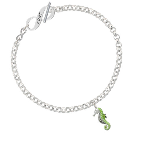 Green Seahorse To Infinity Aunt Toggle Bracelet