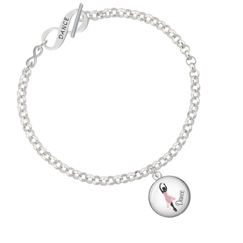 Domed Pink Ballet Dancer To Infinity Dance Toggle Bracelet