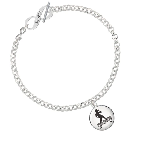 Domed Jazz Girl with Hat To Infinity Dance Toggle Bracelet