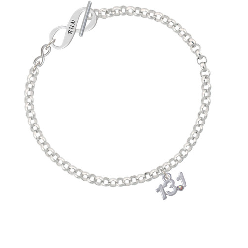 Half Marathon - 13.1 with Clear AB Crystal To Infinity Run Toggle Bracelet