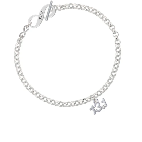 Half Marathon - 13.1 with Clear Crystal To Infinity Run Toggle Bracelet