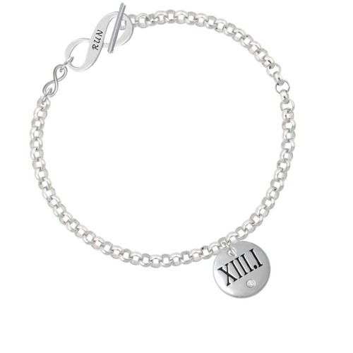 Half Marathon with Clear Crystal Roman Numeral To Infinity Run Toggle Bracelet
