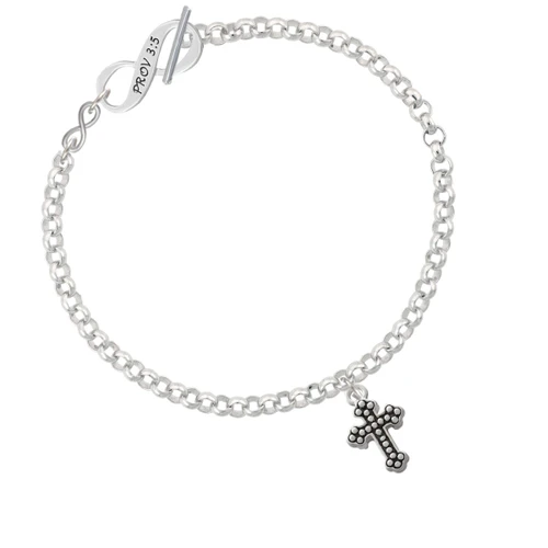 Small Botonee Cross with Beaded Decoration To Infinity Proverbs 3:5 Toggle Bracelet