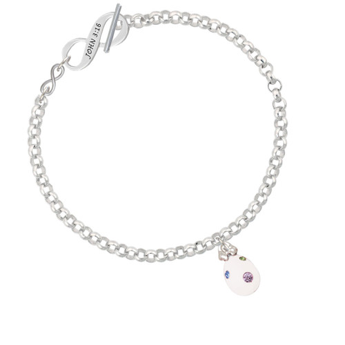 White Easter Egg with Color Crystal Dots To Infinity John 3:16 Toggle Bracelet