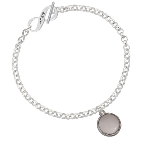 Stainless Steel Disc with Border To Infinity Matthew 6:9 Toggle Bracelet