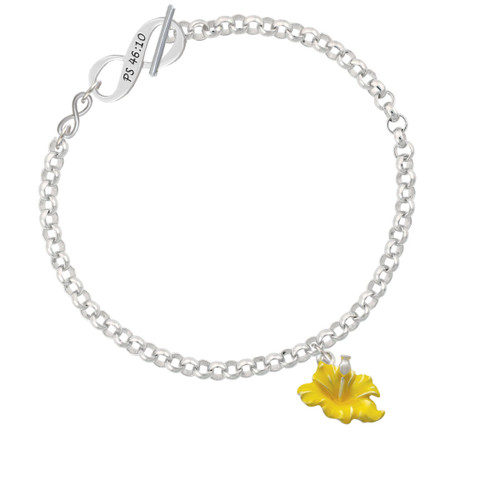 Yellow Hibiscus Flower To Infinity Psalm 46:10 Toggle Bracelet