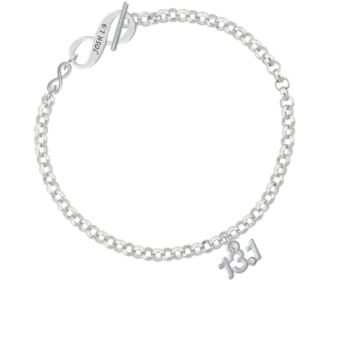 Half Marathon - 13.1 with Clear Crystal To Infinity Joshua 1:9 Toggle Bracelet